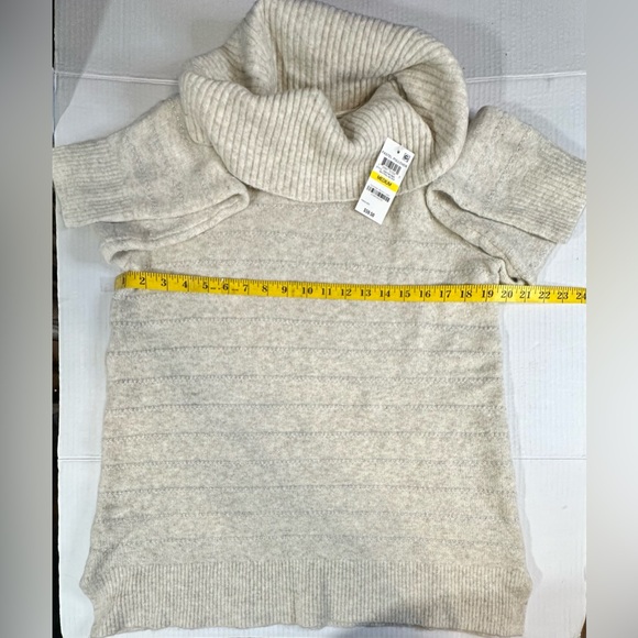 Style & Co. Womens Off White / Silver Striped Turtleneck Soft Pullover Sz M NWT - Picture 2 of 8